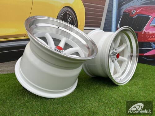 Ratlankis Watanabe Rota style 15X9J 4X100/4X114.3 ET0 73.1 White with Diamond cut lip ( Mazda MX RX, VW, BMW E30, Honda, JDM cars )