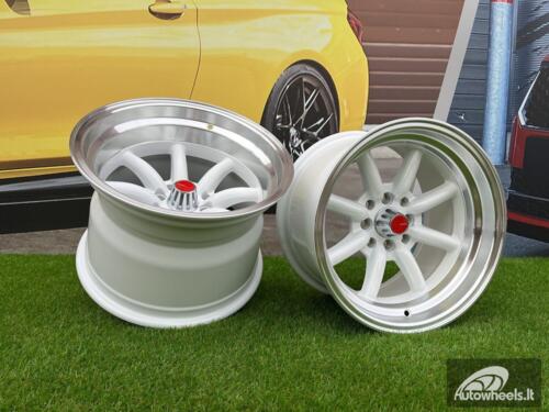 Ratlankis Watanabe Rota style 15X9J 4X100/4X114.3 ET0 73.1 White with Diamond cut lip ( Mazda MX RX, VW, BMW E30, Honda, JDM cars )