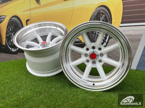 Ratlankis Watanabe Rota style 15X9J 4X100/4X114.3 ET0 73.1 White with Diamond cut lip ( Mazda MX RX, VW, BMW E30, Honda, JDM cars )