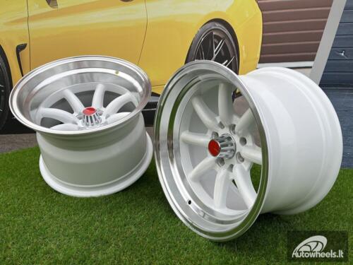 Ratlankis Watanabe Rota style 15X9J 4X100/4X114.3 ET0 73.1 White with Diamond cut lip ( Mazda MX RX, VW, BMW E30, Honda, JDM cars )