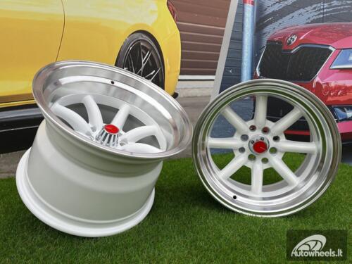 Ratlankis Watanabe Rota style 15X9J 4X100/4X114.3 ET0 73.1 White with Diamond cut lip ( Mazda MX RX, VW, BMW E30, Honda, JDM cars )