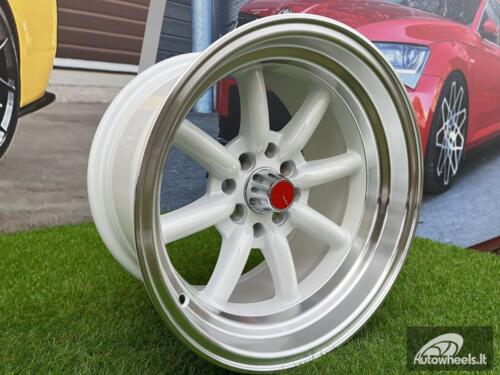 Ratlankis Watanabe Rota style 15X9J 4X100/4X114.3 ET0 73.1 White with Diamond cut lip ( Mazda MX RX, VW, BMW E30, Honda, JDM cars )