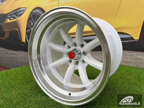 Ratlankis Watanabe Rota style 15X9J 4X100/4X114.3 ET0 73.1 White with Diamond cut lip ( Mazda MX RX, VW, BMW E30, Honda, JDM cars )