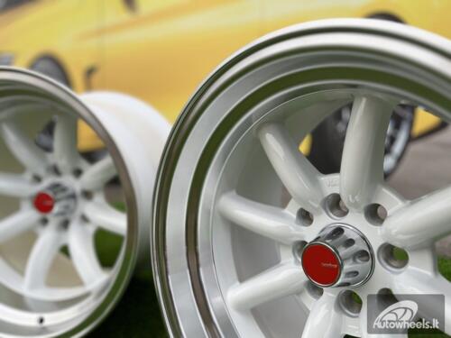 Ratlankis Watanabe Rota style 15X9J 4X100/4X114.3 ET0 73.1 White with Diamond cut lip ( Mazda MX RX, VW, BMW E30, Honda, JDM cars )