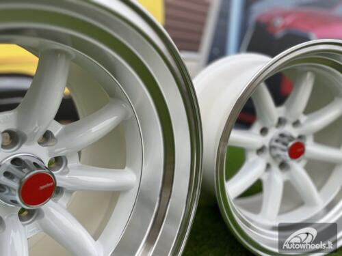 Ratlankis Watanabe Rota style 15X9J 4X100/4X114.3 ET0 73.1 White with Diamond cut lip ( Mazda MX RX, VW, BMW E30, Honda, JDM cars )