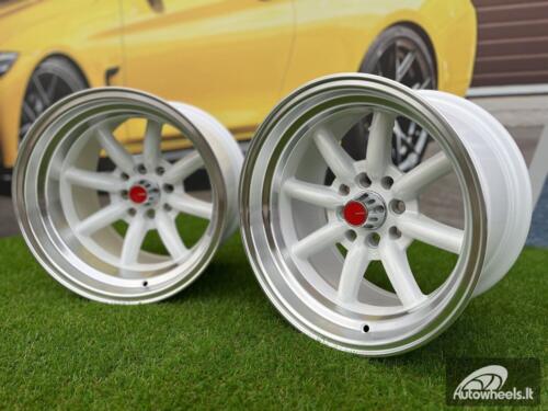 Ratlankis Watanabe Rota style 15X9J 4X100/4X114.3 ET0 73.1 White with Diamond cut lip ( Mazda MX RX, VW, BMW E30, Honda, JDM cars )