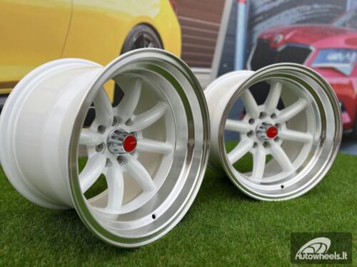 Ratlankis Watanabe Rota style 15X9J 4X100/4X114.3 ET0 73.1 White with Diamond cut lip ( Mazda MX RX, VW, BMW E30, Honda, JDM cars )