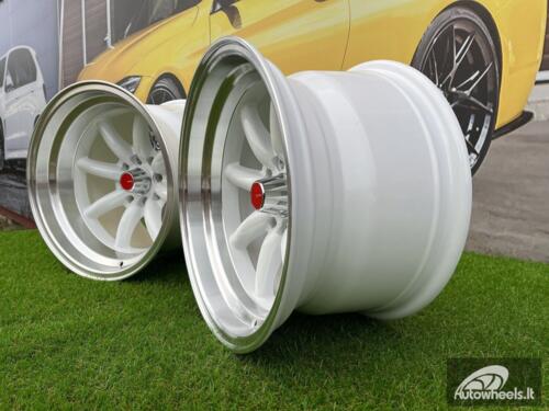 Ratlankis Watanabe Rota style 15X9J 4X100/4X114.3 ET0 73.1 White with Diamond cut lip ( Mazda MX RX, VW, BMW E30, Honda, JDM cars )