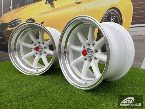 Ratlankis Watanabe Rota style 15X9J 4X100/4X114.3 ET0 73.1 White with Diamond cut lip ( Mazda MX RX, VW, BMW E30, Honda, JDM cars )