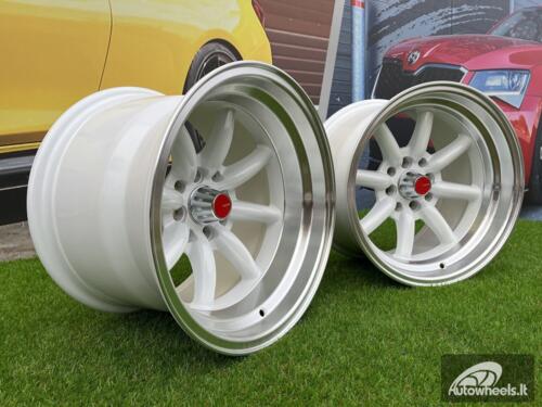 Ratlankis Watanabe Rota style 15X9J 4X100/4X114.3 ET0 73.1 White with Diamond cut lip ( Mazda MX RX, VW, BMW E30, Honda, JDM cars )