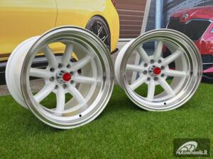 Ratlankis Watanabe Rota style 15X9J 4X100/4X114.3 ET0 73.1 White with Diamond cut lip ( Mazda MX RX, VW, BMW E30, Honda, JDM cars )