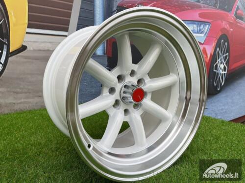 Ratlankis Watanabe Rota style 15X10.5J 4X100/4X114.3 ET -15 73.1 White with Diamond cut lip ( Mazda MX RX, VW, BMW E30, Honda, JDM cars )