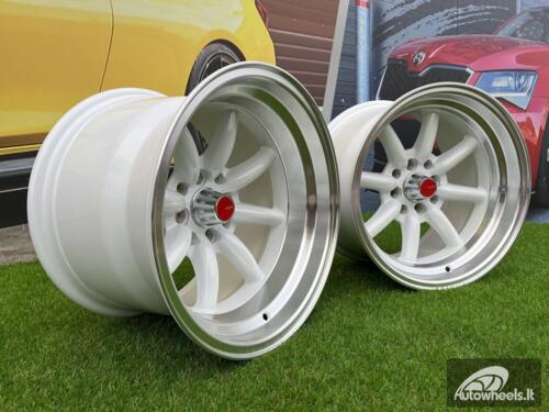 Ratlankis Watanabe Rota style 15X10.5J 4X100/4X114.3 ET -15 73.1 White with Diamond cut lip ( Mazda MX RX, VW, BMW E30, Honda, JDM cars )