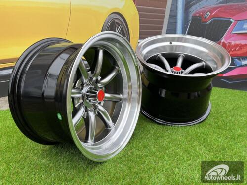 Ratlankis Watanabe Rota style 15X9J 4X100/4X114.3 ET0 73.1 Hyperblack with Diamond cut lip ( Mazda MX RX, VW, BMW E30, Honda, JDM cars )