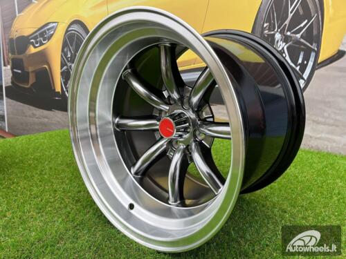 Ratlankis Watanabe Rota style 15X9J 4X100/4X114.3 ET0 73.1 Hyperblack with Diamond cut lip ( Mazda MX RX, VW, BMW E30, Honda, JDM cars )