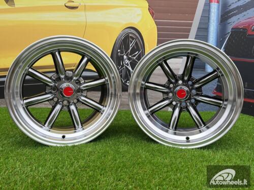 Ratlankis Watanabe Rota style 15X9J 4X100/4X114.3 ET0 73.1 Hyperblack with Diamond cut lip ( Mazda MX RX, VW, BMW E30, Honda, JDM cars )