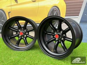 Ratlankis Watanabe Rota style | R15X10.5J 4X100/4X114.3 ET -15 73.1 Matt black ( Mazda MX RX, VW, BMW E30, Honda, JDM cars )