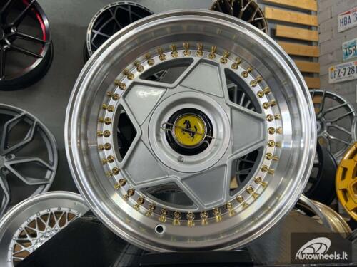 Ratlankis Ferrari Billet style 15X8.25J 4X100/5X100 ET20 73.1 Silver with Diamond cut lip and golden rivets ( BMW E30, VW Golf/Jetta, AUDI 80/Coupe/A3, Mazda MX )