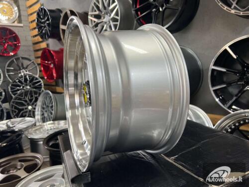 Ratlankis Ferrari Billet style 15X8.25J 4X100/5X100 ET20 73.1 Silver with Diamond cut lip and golden rivets ( BMW E30, VW Golf/Jetta, AUDI 80/Coupe/A3, Mazda MX )