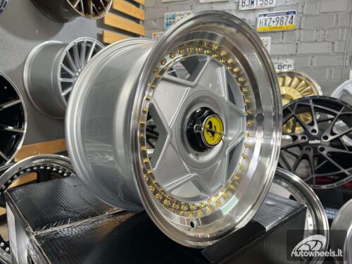 Ratlankis Ferrari Billet style 15X8.25J 4X100/5X100 ET20 73.1 Silver with Diamond cut lip and golden rivets ( BMW E30, VW Golf/Jetta, AUDI 80/Coupe/A3, Mazda MX )