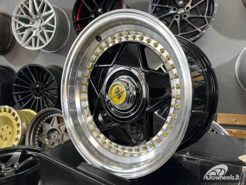 Ratlankis Ferrari Billet style 15X8.25J 4X100/4X114.3 ET20 73.1 Black with Diamond cut lip and black rivets ( BMW E30, VW Golf/Jetta, AUDI 80/Coupe/A3, Mazda MX )