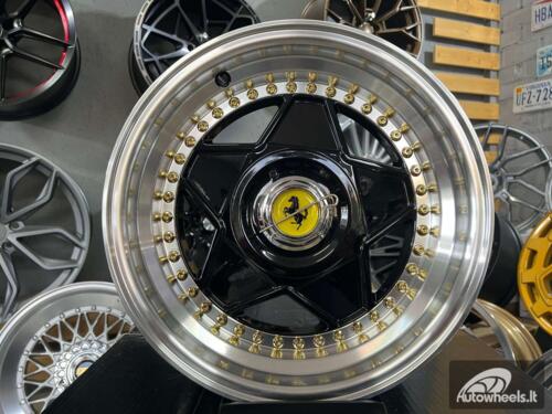 Ratlankis Ferrari Billet style 15X8.25J 4X100/4X114.3 ET20 73.1 Black with Diamond cut lip and black rivets ( BMW E30, VW Golf/Jetta, AUDI 80/Coupe/A3, Mazda MX )