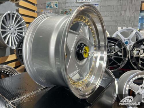 Ratlankis Ferrari Billet style 15X8.25J 4X100/5X100 ET20 73.1 Grey with Diamond cut lip and golden rivets ( BMW E30, VW Golf/Jetta, AUDI 80/Coupe/A3, Mazda MX )