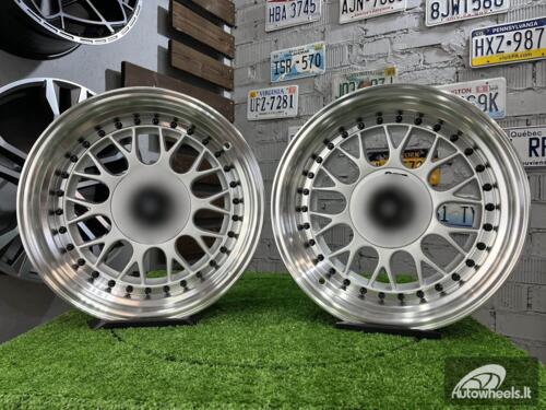 Ratlankis Laredo BBS LM style 15X8J 4X100/4X114.3 ET15 73.1 Silver with Diamond cut lip and black rivets ( BMW E30, VW Golf/Jetta, AUDI 80/Coupe/A3, Mazda MX )