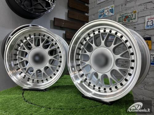 Ratlankis Laredo BBS LM style 15X8J 4X100/4X114.3 ET15 73.1 Silver with Diamond cut lip and black rivets ( BMW E30, VW Golf/Jetta, AUDI 80/Coupe/A3, Mazda MX )