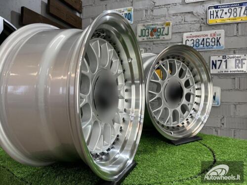 Ratlankis Laredo BBS LM style 15X8J 4X100/4X114.3 ET15 73.1 Silver with Diamond cut lip and black rivets ( BMW E30, VW Golf/Jetta, AUDI 80/Coupe/A3, Mazda MX )