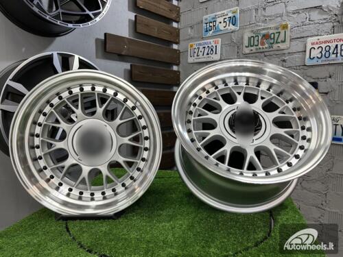 Ratlankis Laredo BBS LM style 15X8J 4X100/4X114.3 ET15 73.1 Silver with Diamond cut lip and black rivets ( BMW E30, VW Golf/Jetta, AUDI 80/Coupe/A3, Mazda MX )