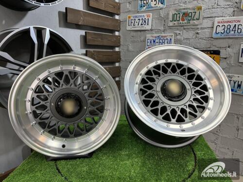 Ratlankis Porsche Mesh Mags BBS Design 15X8J 4X100/4X108 ET25 73.1 Grey gunmetal with polished lip ( BMW E30, VW Golf/Jetta, AUDI 80/90/200/Coupe )