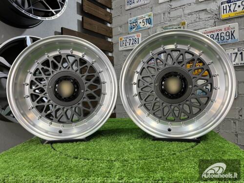 Ratlankis Porsche Mesh Mags BBS Design 15X8J 4X100/4X108 ET25 73.1 Grey gunmetal with polished lip ( BMW E30, VW Golf/Jetta, AUDI 80/90/200/Coupe )