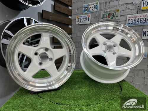 Ratlankis ESR CR5 Style 15X8.25J 4X100 ET20 73.1 White with Diamond cut lip ( BMW E30, VW Golf/Jetta, AUDI 80/90/Coupe, Mazda MX3/MX5, Honda Civic, JDM cars )