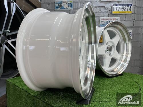 Ratlankis ESR CR5 Style 15X8.25J 4X100 ET20 73.1 White with Diamond cut lip ( BMW E30, VW Golf/Jetta, AUDI 80/90/Coupe, Mazda MX3/MX5, Honda Civic, JDM cars )