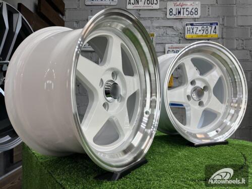 Ratlankis ESR CR5 Style 15X8.25J 4X100 ET20 73.1 White with Diamond cut lip ( BMW E30, VW Golf/Jetta, AUDI 80/90/Coupe, Mazda MX3/MX5, Honda Civic, JDM cars )