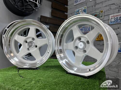 Ratlankis ESR CR5 Style 15X8.25J 4X100 ET20 73.1 White with Diamond cut lip ( BMW E30, VW Golf/Jetta, AUDI 80/90/Coupe, Mazda MX3/MX5, Honda Civic, JDM cars )