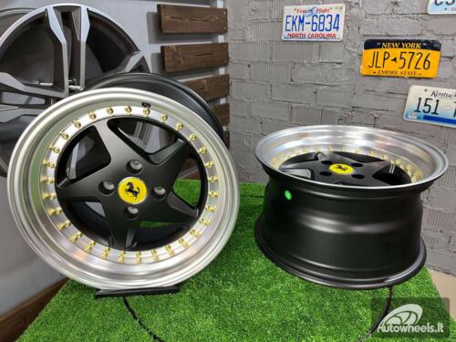 Ratlankis Akron Ferrari 348TS Style 15X8.25J 4X100 ET25 73.1 Black matt with Diamond Cut lip ( BMW E30, VW Golf/Jetta, AUDI 80/90/Coupe, Mazda MX3/MX5, Honda Civic, JDM cars )