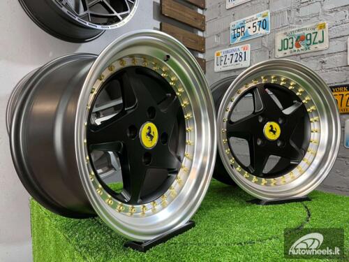 Ratlankis Akron Ferrari 348TS Style 15X8.25J 4X100 ET25 73.1 Black matt with Diamond Cut lip ( BMW E30, VW Golf/Jetta, AUDI 80/90/Coupe, Mazda MX3/MX5, Honda Civic, JDM cars )