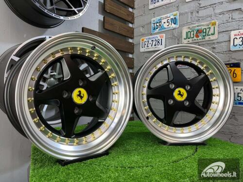 Ratlankis Akron Ferrari 348TS Style 15X8.25J 4X100 ET25 73.1 Black matt with Diamond Cut lip ( BMW E30, VW Golf/Jetta, AUDI 80/90/Coupe, Mazda MX3/MX5, Honda Civic, JDM cars )