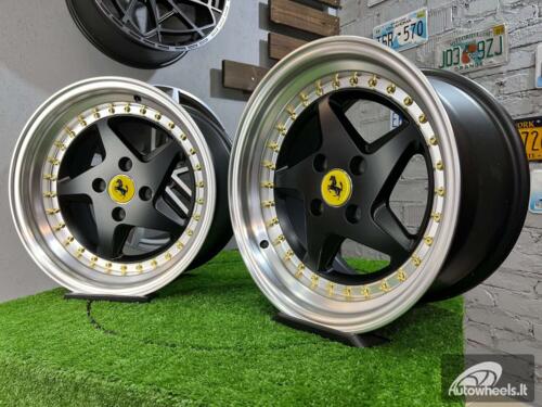 Ratlankis Akron Ferrari 348TS Style 15X8.25J 4X100 ET25 73.1 Black matt with Diamond Cut lip ( BMW E30, VW Golf/Jetta, AUDI 80/90/Coupe, Mazda MX3/MX5, Honda Civic, JDM cars )