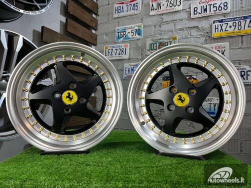 Ratlankis Akron Ferrari 348TS Style 15X8.25J 4X100 ET25 73.1 Black matt with Diamond Cut lip ( BMW E30, VW Golf/Jetta, AUDI 80/90/Coupe, Mazda MX3/MX5, Honda Civic, JDM cars )