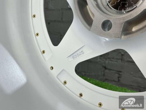 Ratlankis Akron Ferrari 348TS Style 15X8.25J 4X100 ET25 73.1 White with Diamond cut lip and golden rivets ( BMW E30, VW Golf/Jetta, AUDI 80/90/Coupe, Mazda MX3/MX5, Honda Civic, JDM cars )