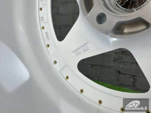 Ratlankis Akron Ferrari 348TS Style 15X8.25J 4X100 ET25 73.1 White with Diamond cut lip and golden rivets ( BMW E30, VW Golf/Jetta, AUDI 80/90/Coupe, Mazda MX3/MX5, Honda Civic, JDM cars )