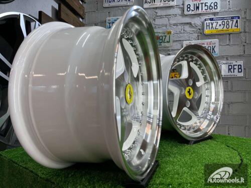 Ratlankis Akron Ferrari 348TS Style 15X8.25J 4X100 ET25 73.1 White with Diamond cut face and lip ( BMW E30, VW Golf/Jetta, AUDI 80/90/Coupe, Mazda MX3/MX5, Honda Civic, JDM cars )