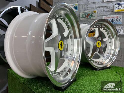 Ratlankis Akron Ferrari 348TS Style 15X8.25J 4X100 ET25 73.1 White with Diamond cut face and lip ( BMW E30, VW Golf/Jetta, AUDI 80/90/Coupe, Mazda MX3/MX5, Honda Civic, JDM cars )