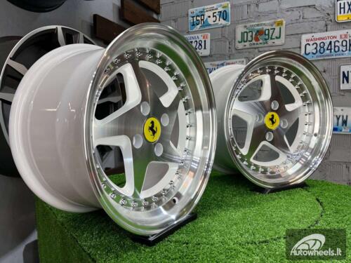 Ratlankis Akron Ferrari 348TS Style 15X8.25J 4X100 ET25 73.1 White with Diamond cut face and lip ( BMW E30, VW Golf/Jetta, AUDI 80/90/Coupe, Mazda MX3/MX5, Honda Civic, JDM cars )