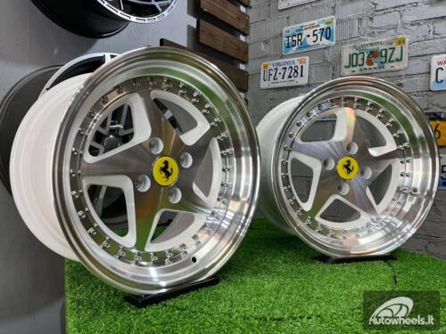 Ratlankis Akron Ferrari 348TS Style 15X8.25J 4X100 ET25 73.1 White with Diamond cut face and lip ( BMW E30, VW Golf/Jetta, AUDI 80/90/Coupe, Mazda MX3/MX5, Honda Civic, JDM cars )