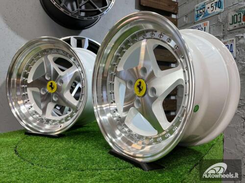 Ratlankis Akron Ferrari 348TS Style 15X8.25J 4X100 ET25 73.1 White with Diamond cut face and lip ( BMW E30, VW Golf/Jetta, AUDI 80/90/Coupe, Mazda MX3/MX5, Honda Civic, JDM cars )