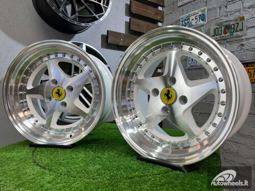 Ratlankis Akron Ferrari 348TS Style 15X8.25J 4X100 ET25 73.1 White with Diamond cut face and lip ( BMW E30, VW Golf/Jetta, AUDI 80/90/Coupe, Mazda MX3/MX5, Honda Civic, JDM cars )